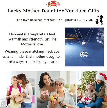 2pc Elephant Pendant Necklace – Mother & Daughter Set for Mother’s Day