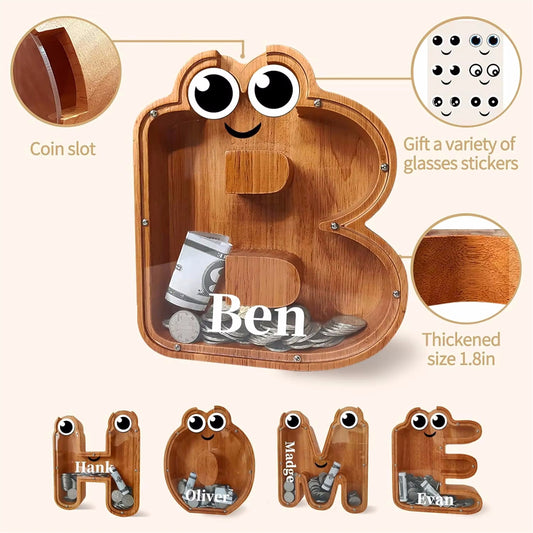 Sparschwein aus Holz, Spardose aus Holz, Sparschwein als Geschenk für Kinder, Weihnachts- und Geburtstagsgeschenk, Heimdekoration. 