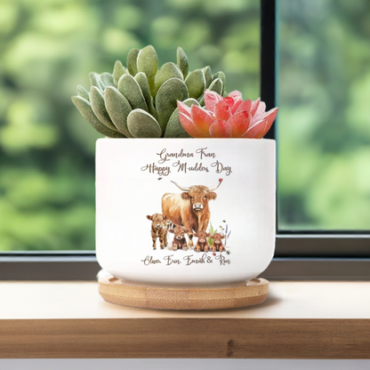 Personalized Highland Cow Vase | Custom Ceramic Flower Vase Gift
