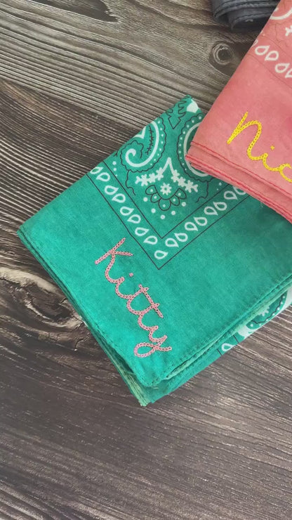 Custom Embroidered Bandana – Wedding Favor or Bridesmaid Gift