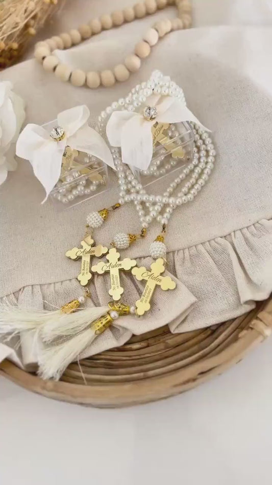 Custom Baptism Rosary Favors – Personalized Party Gift