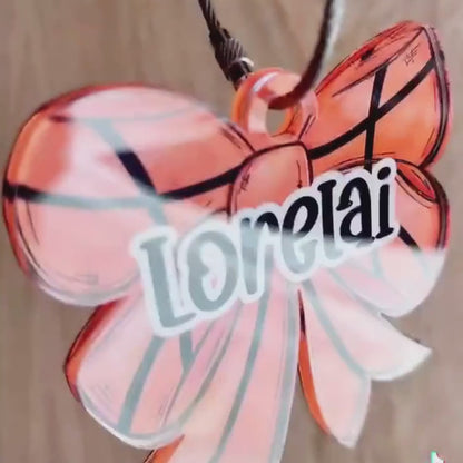 Custom Sports Bag Tag for Girls with Bow – Personalized Name Tag
