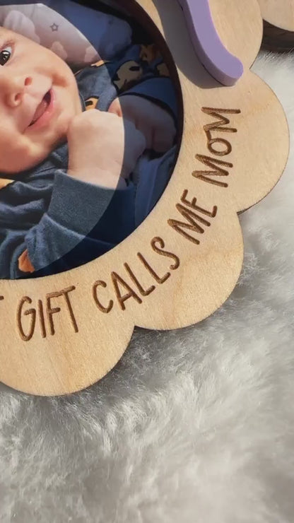 Personalized Mother’s Day Scallop Fridge Magnet Photo Frame – Custom Name Gift