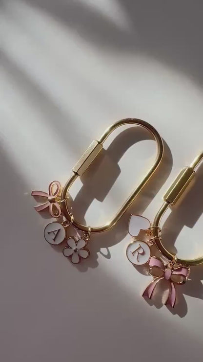 Trendy Purse Charm Keychain with Bow & Initial – Gift for Her