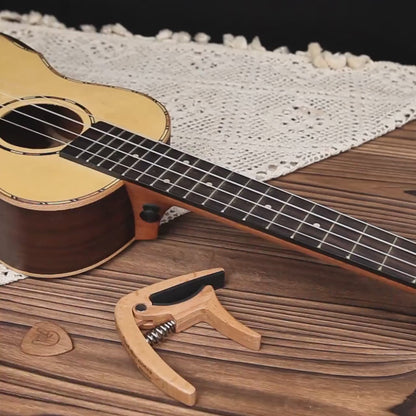 Custom Beechwood Guitar Capo & Pick Gift Set with Engraving