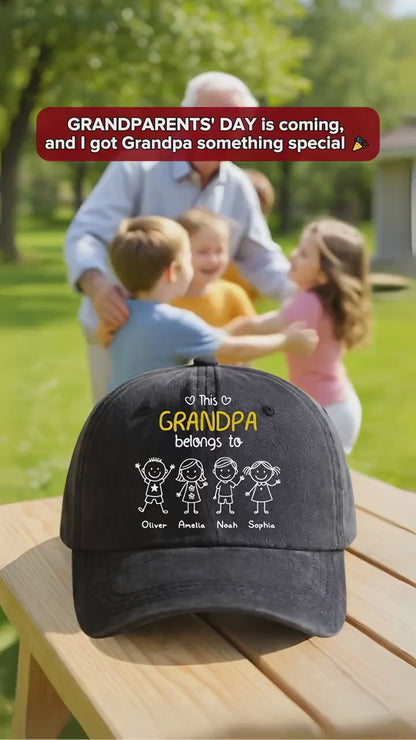 This Grandpa Belongs To – Personalized Vintage Denim Hat