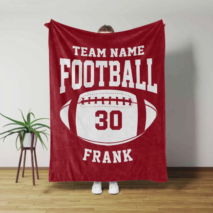 Couverture de football personnalisée, cadeau de football personnalisé pour papa, mari, fils, enfant, équipe, équipe de football douce et confortable