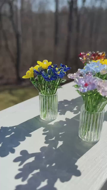 Mini Glass Flower Bouquet – Handcrafted Tabletop Gift