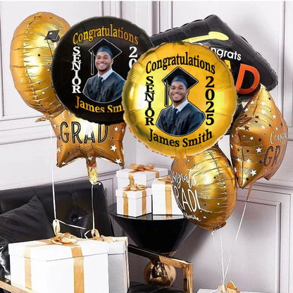 2025 Graduation Balloons – Custom Name & Photo Foil Set For 2