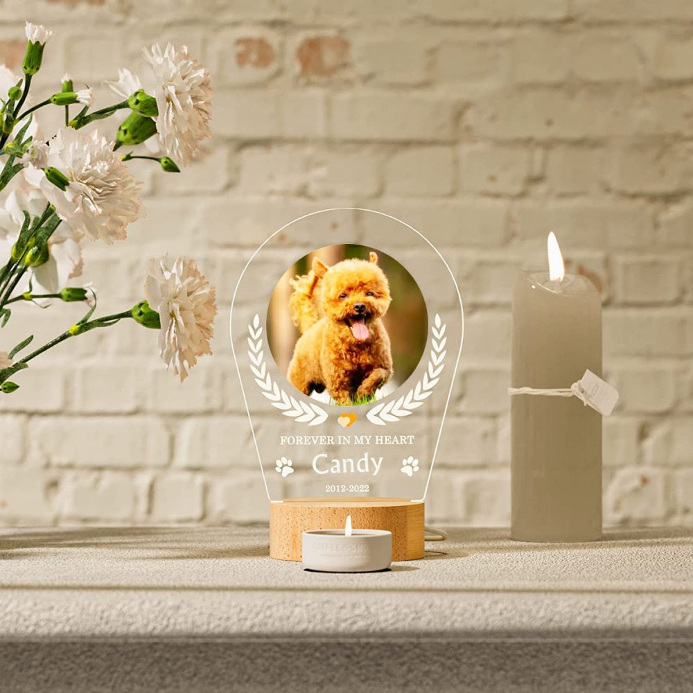 Personalisierter Gedenkrahmen aus Holz und Acryl für Haustiere – Anpassbares Foto- und Textdenkmal für Haustiere 🐾